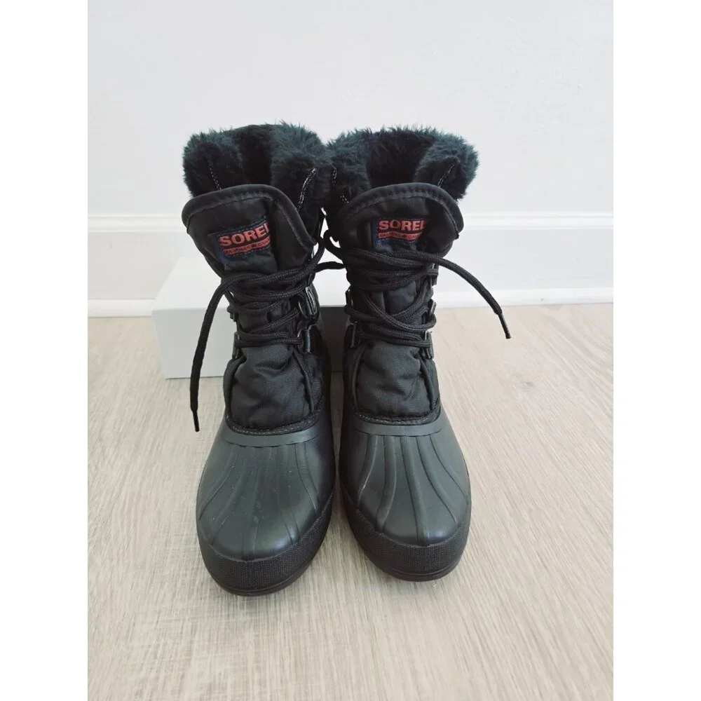 Sorel Kaufman Canada Black Waterproof Felt Lace Up Snow Winter Boots Shoes 8 - Picture 4 of 12